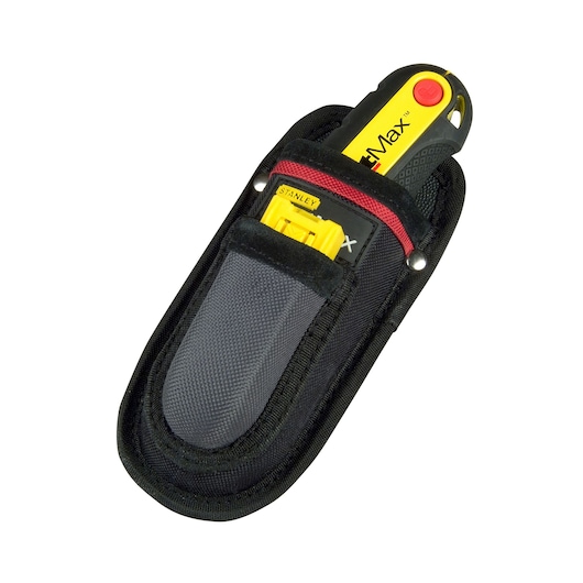 STANLEY 0-10-028 zakmes in zwarte nylon hoes, vooraanzicht op witte achtergrond