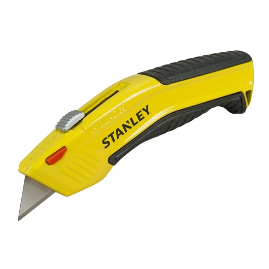 STANLEY 0-10-237 hobbymes met geel-zwart handvat, zijaanzicht op witte achtergrond.