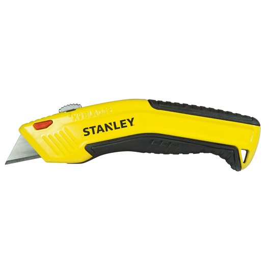 STANLEY 0-10-237 hobbymes met geel-zwart handvat, zijaanzicht op witte achtergrond.