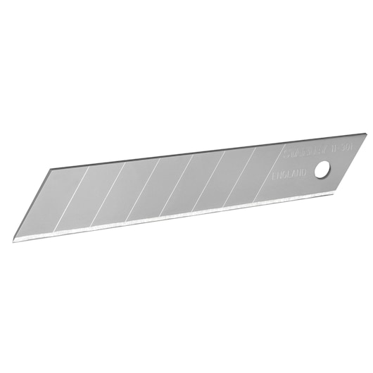 STANLEY 0-11-301 afbreekmesje, zilverkleurig, voor snijgereedschap, zijaanzicht op witte achtergrond.