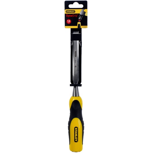 STANLEY 0-16-874 DynaGrip ciseau, manche jaune et noir, vue de face, fond blanc.