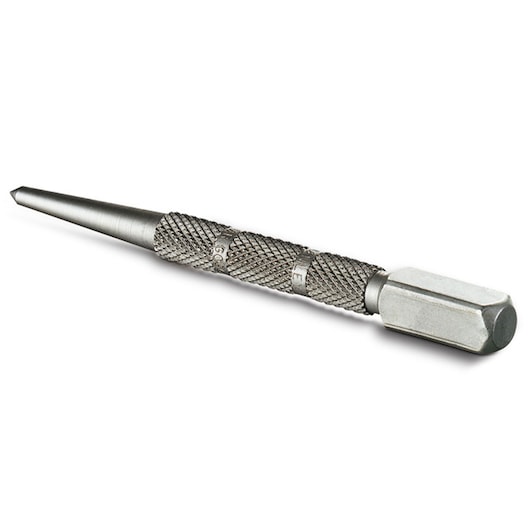 STANLEY 0-58-120 stalen centerpons met gekarteld handvat, fotografie van gereedschap op witte achtergrond.