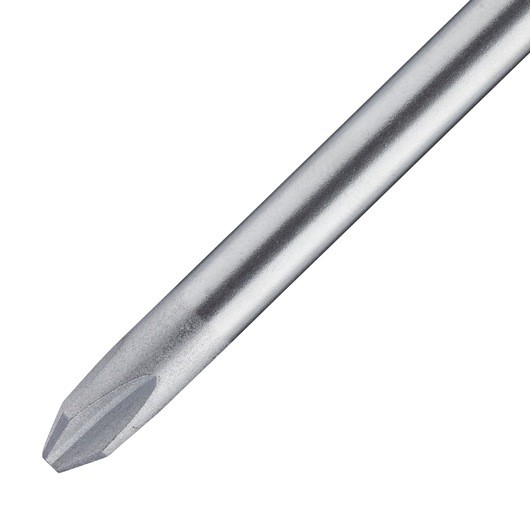 STANLEY 0-65-224 metalen Phillips schroevendraaier schacht close-up, fotografie op witte achtergrond.
