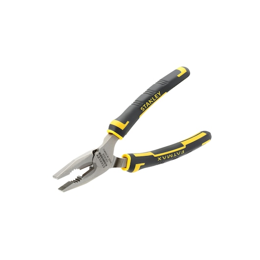STANLEY 0-89-866 combinatietang met zwart-gele handgrepen, schuine weergave op witte achtergrond.