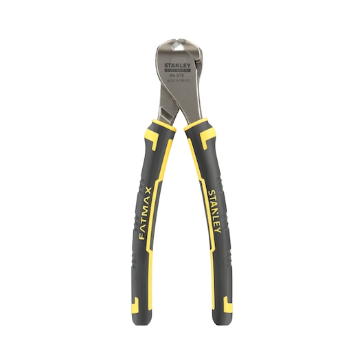 STANLEY 0-89-875 FATMAX pince coupante diagonale, poignées noires et jaunes, photo de face.