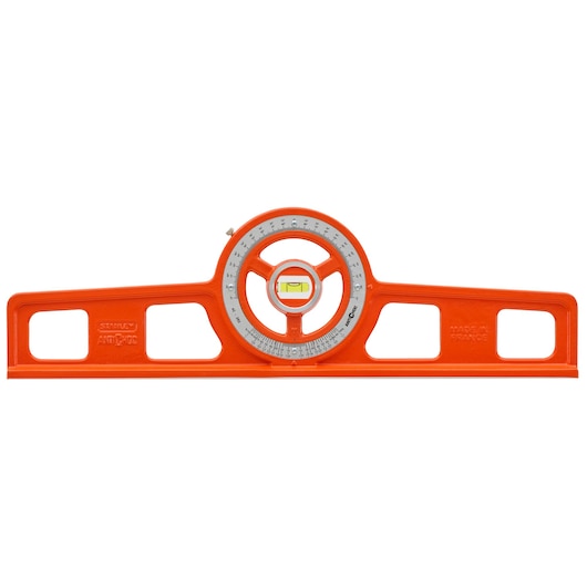 STANLEY 1-42-262 oranje verstelbare clinometer waterpas, vooraanzicht op witte achtergrond.