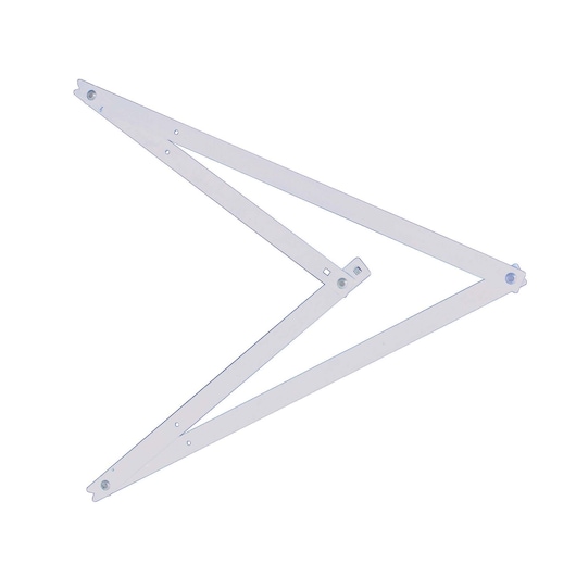 STANLEY 1-45-013 opvouwbare metrische pantograaf, metalen meetgereedschap, bovenaanzicht op witte achtergrond.