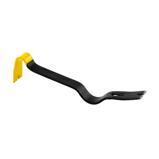 STANLEY 1-55-525 pied-de-biche courbé avec corps noir et extrémité jaune, présenté sur fond blanc, vue latérale.
