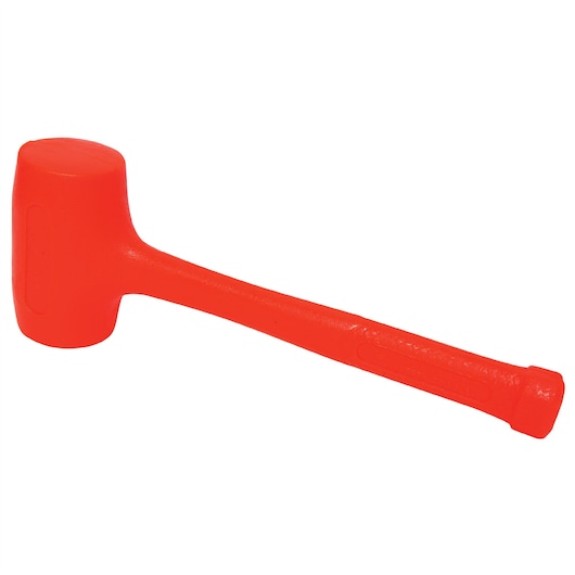 Photo du marteau anti-rebond orange STANLEY 1-57-534, vue latérale, manche texturé et structure en caoutchouc solide.