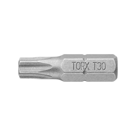 STANLEY 1-68-843 zilveren Torx T30 schroefbit, zijaanzicht, op witte achtergrond.