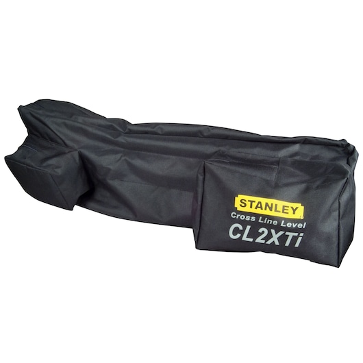 STANLEY 1-77-121 zwarte hoes voor kruislijnlaser, vooraanzicht, productfoto, zichtbaar logo.