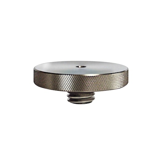 Disque adaptateur en métal STANLEY 1-77-128 à bord moleté, accessoire de photographie, vue latérale sur fond blanc.
