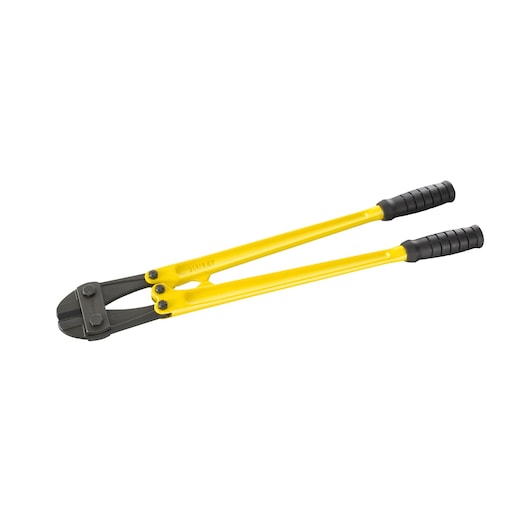 STANLEY 1-95-565 boutensnijder met gele handgrepen en zwarte grips, productfoto op witte achtergrond.