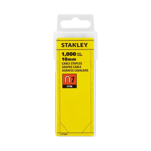 STANLEY 1-CT106T agrafes cavaliers 10mm, lot de 1 000, vue avant sur fond blanc.