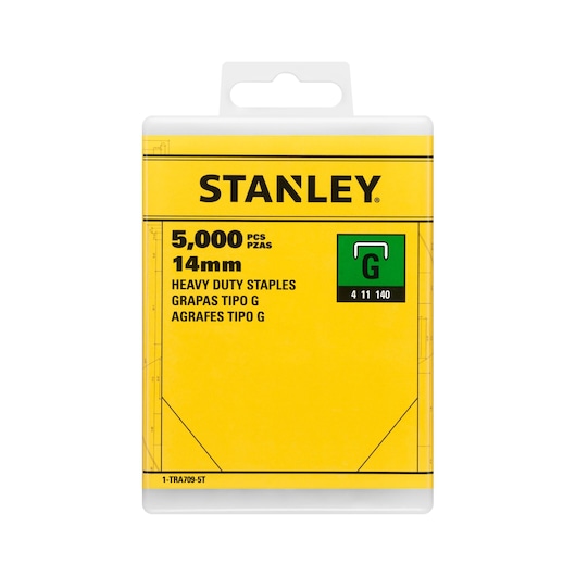 STANLEY 1-TRA709-5T agrafes robustes, 14mm, 5000 pièces, vue de face sur fond blanc.