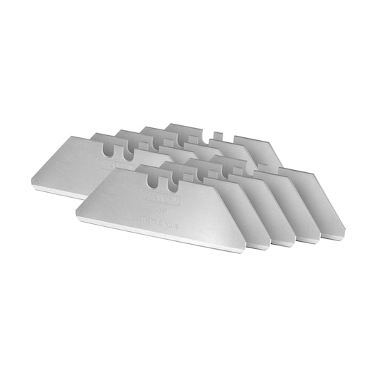 STANLEY 2-11-987 lot de lames utilitaires argentées, vue en angle, photographie de produit sur fond blanc.