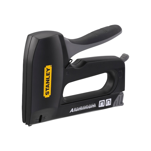STANLEY 6-CT-10X agrafeuse manuelle en aluminium, vue latérale du produit, finition noire et grise.