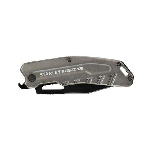 Couteau utilitaire pliant STANLEY FMHT0-10312, métal gris, vue latérale sur fond blanc.