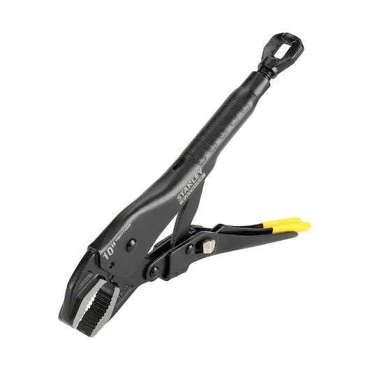 Pince à verrouillage Stanley réglable noire et jaune, conçue pour saisir et tourner des objets.
