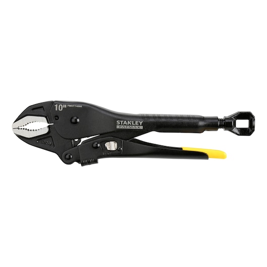 Pince étau Stanley FatMax 10 pouces, poignée noire et jaune, pour saisir et tourner des objets.