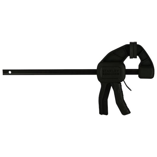 Stanley FMHT0-83235 serre-joint à barre, noir, vue latérale, outil manuel pour le bois.