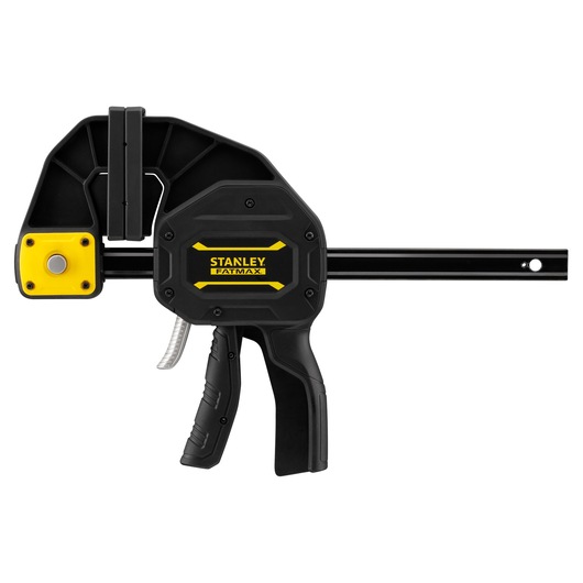 Photo du serre-joint STANLEY FMHT0-83238 noir et jaune, angle latéral sur fond blanc.