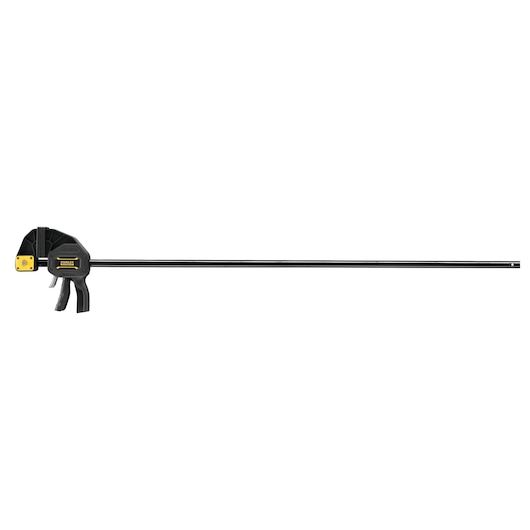 STANLEY FMHT0-83242 serre-joint à gâchette, noir et jaune, vue latérale, sur fond blanc.
