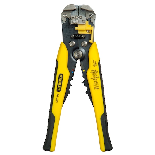 STANLEY FMHT0-96230 pince à dénuder et couper, poignées jaunes et noires, photo de face.
