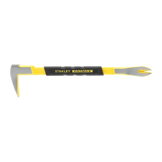 Pied-de-biche STANLEY FMHT1-55010 avec manche jaune et poignée noire, vue latérale sur fond blanc.