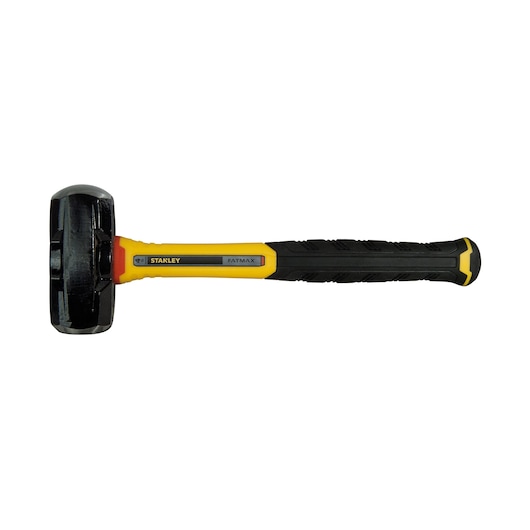 STANLEY FMHT1-56008 voorhamer met zwart gesmede kop en geel-zwarte handgreep, zijaanzicht, witte achtergrond.