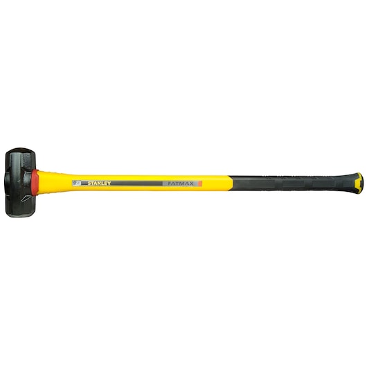 STANLEY FMHT1-56019 voorhamer met geel-zwart glasvezel handvat, zijaanzicht op witte achtergrond.