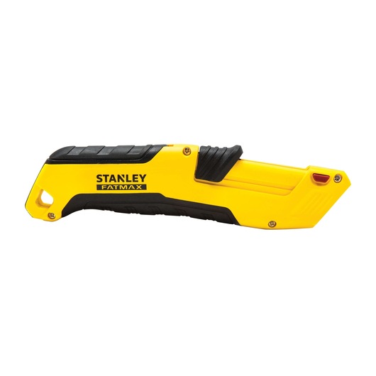 STANLEY FMHT10365-0 gele en zwarte vouwbare afbreekmes, zijaanzicht, op witte achtergrond.