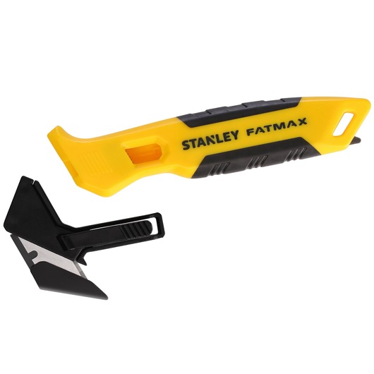 STANLEY FMHT10373-0 geel-zwart handgereedschap met afneembaar mes, productfoto, zijaanzicht.