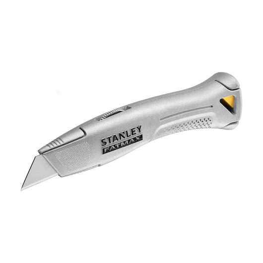 STANLEY FMHT10501-0 couteau utilitaire argenté, logo FATMAX, vue latérale, poignée texturée.