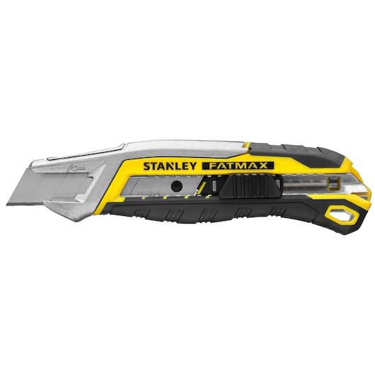 STANLEY FMHT10594-0 hobby- en afbreekmes, geel en zwart, zijaanzicht op witte achtergrond.