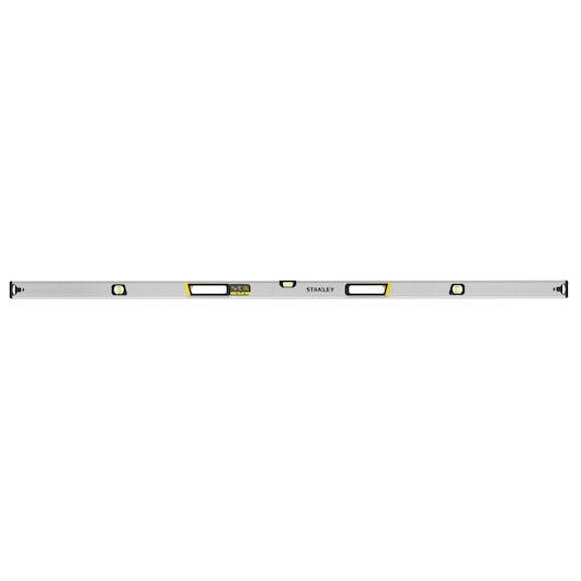 STANLEY FMHT43678-1 niveau à bulle à profilé rectangulaire, argenté avec accents noirs et jaunes, vue de dessus, fond blanc.
