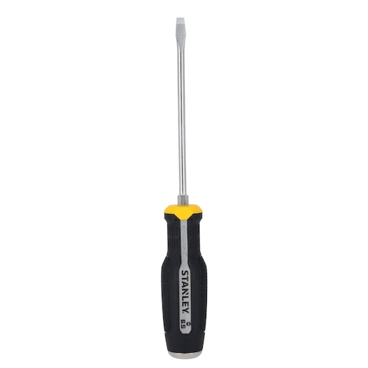 Tournevis plat STANLEY FMHT65700-0 avec manche noir et jaune, vue de face sur fond blanc.