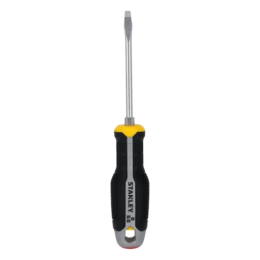 STANLEY FMHT65706-0 schroevendraaier met zwart-gele ergonomische handgreep, vooraanzicht op witte achtergrond.
