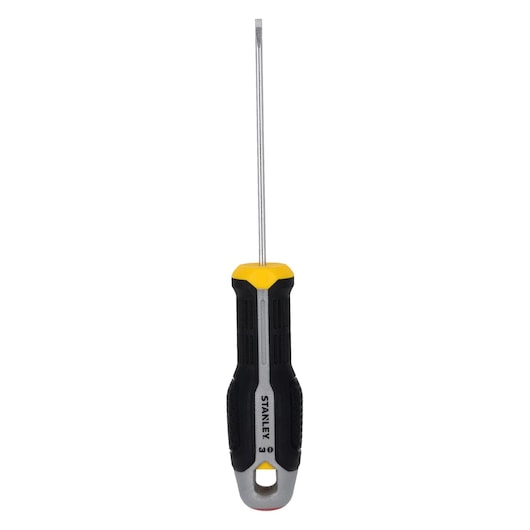 STANLEY FMHT65711-0 tournevis plat avec manche noir et jaune, vue de face sur fond blanc.