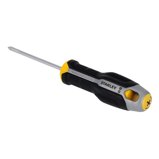 STANLEY FMHT65722-0 schroevendraaier met zwart-gele ergonomische handgreep, zijaanzicht op witte achtergrond.