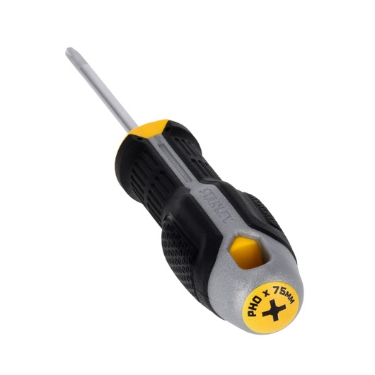 Stanley FMHT65722-0 Phillips schroevendraaier, 75mm lang, zwart en geel, vooraanzicht foto.