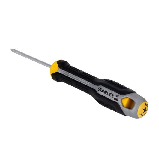 STANLEY FMHT65723-0 Phillips schroevendraaier met zwart-geel ergonomisch handvat, zijaanzicht, op witte achtergrond.