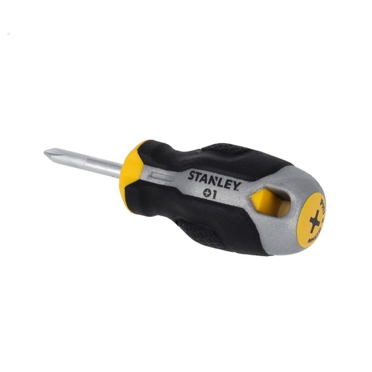 STANLEY FMHT65724-0 korte Phillips-schroevendraaier, zwart-gele handgreep, zijaanzicht.