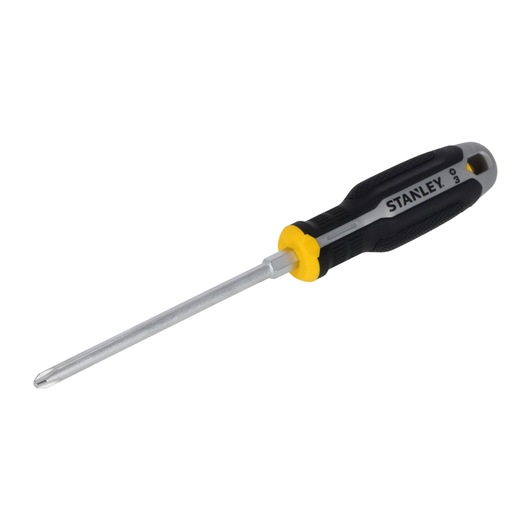 STANLEY FMHT65729-0 Phillips schroevendraaier met zwart-gele handgreep, zijaanzicht op witte achtergrond.