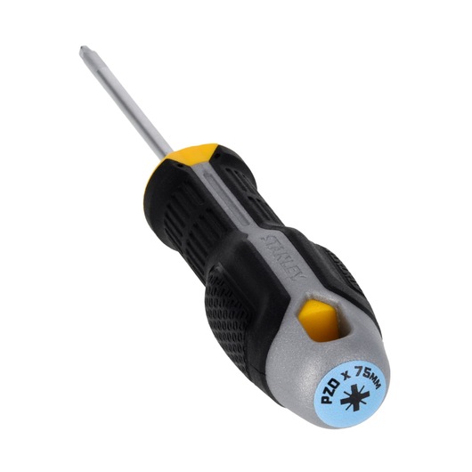 STANLEY FMHT65731-0 tournevis Pozidriv, manche noir et jaune, vue latérale sur fond blanc.