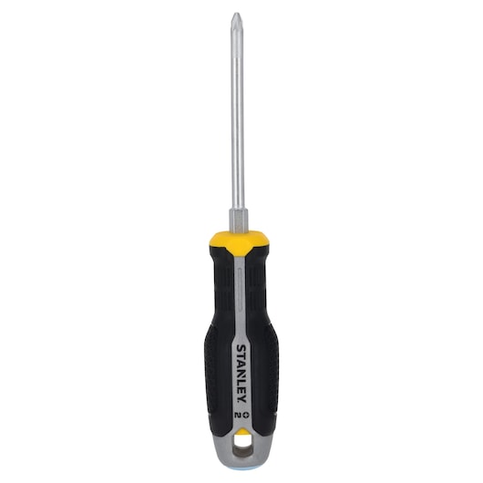 Photo du tournevis cruciforme STANLEY FMHT65735-0 avec manche noir et jaune, vue de face, fond blanc.