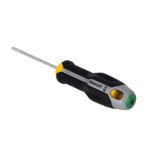 STANLEY FMHT65739-0 Torx-schroevendraaier met zwart-gele ergonomische handgreep, schuine aanzicht op witte achtergrond.