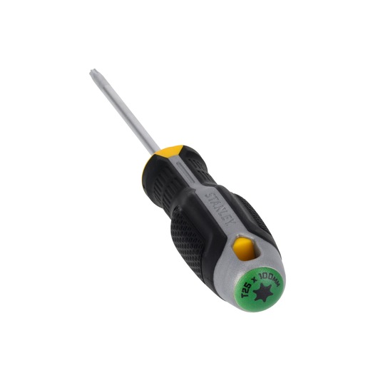 STANLEY FMHT65741-0 Torx-schroevendraaier, T25 x 100mm, zwart-gele handgreep, zijaanzicht op witte achtergrond.