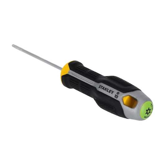 STANLEY FMHT65744-0 Torx-schroevendraaier met zwart-gele ergonomische handgreep, zijaanzicht op witte achtergrond.