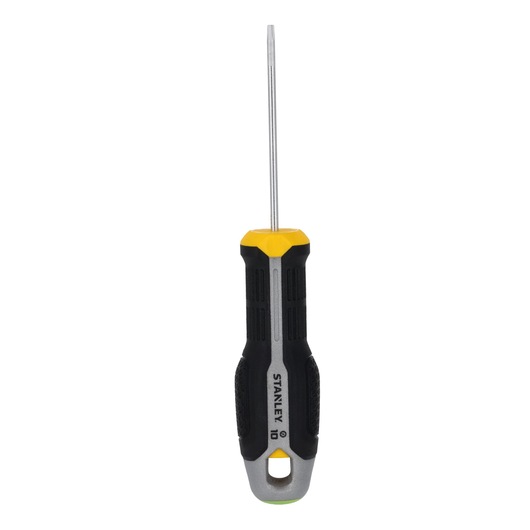 STANLEY FMHT65744-0 schroevendraaier met zwart-geel ergonomisch handvat, vooraanzicht op witte achtergrond.